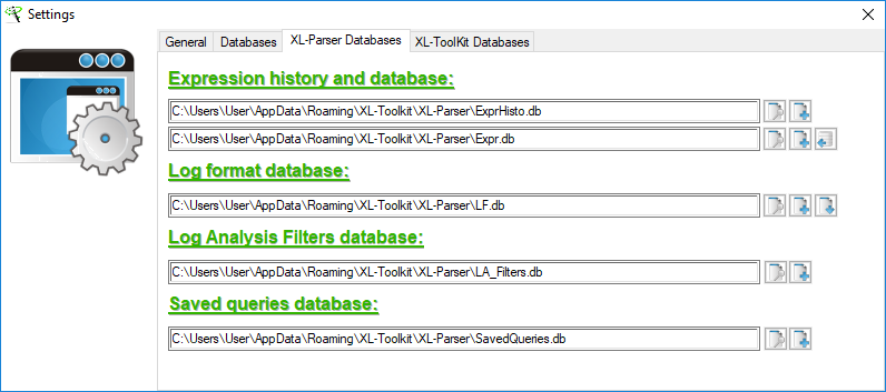 Settings - XL-Parser Databases