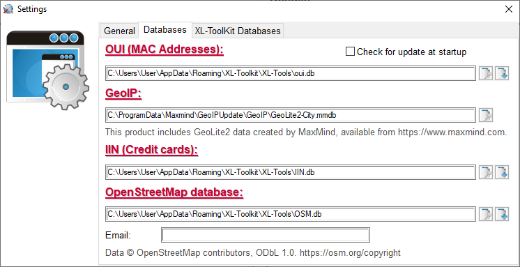 Settings - Databases
